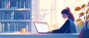 girl studying at university library